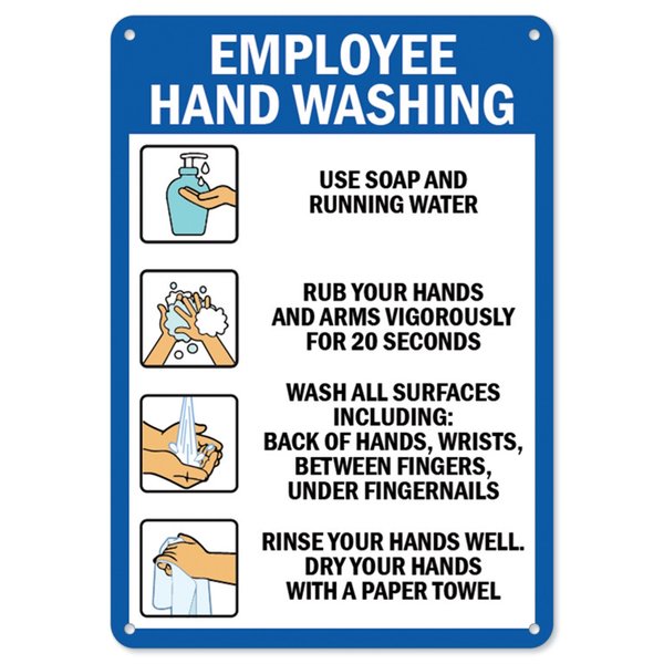 Signmission OSHA Sign, Employee Hand Washing, 14in X 10in Rigid Plastic, 10" W, 14" L, Employee Hand Washing OS-NS-P-1014-25572